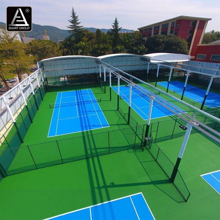 Smart Padel - 8 Padel Tennis Court with Electric Retractable Canopy Shade Roof Structure System price
