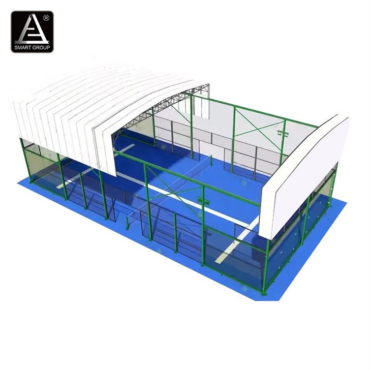 Smart Padel - 8 Padel Tennis Court with Electric Retractable Canopy Shade Roof Structure System factory